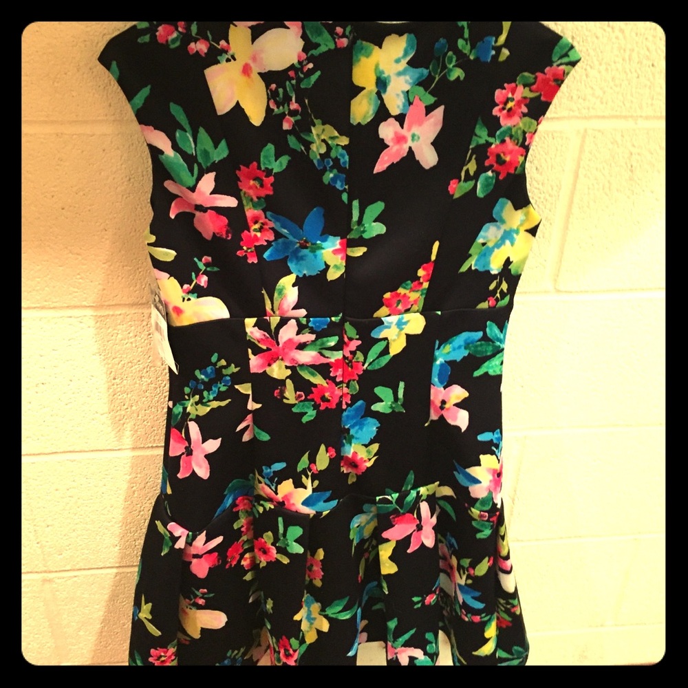 Navy blue floral Chaps dress